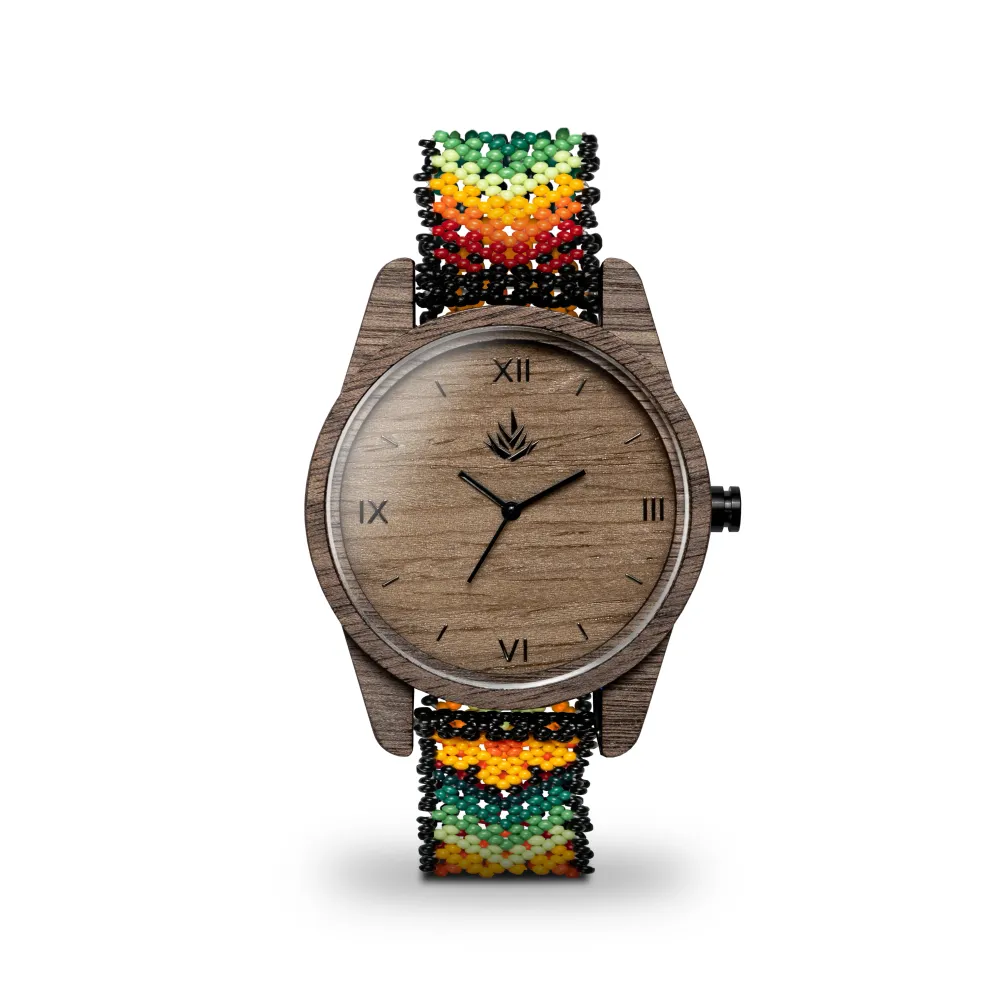 Línea Clásica | 44mm | Nogal | Arte Wixárika