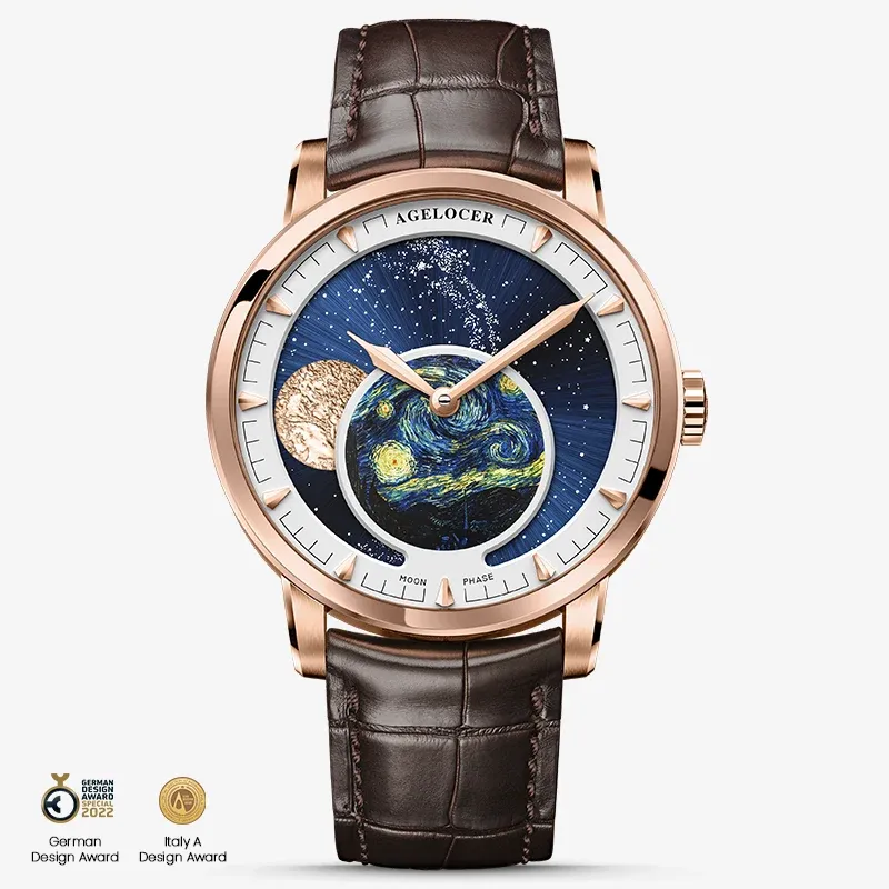 AGELOCER Original Astronomer Series Gold Automatic Mechanical Watches Men