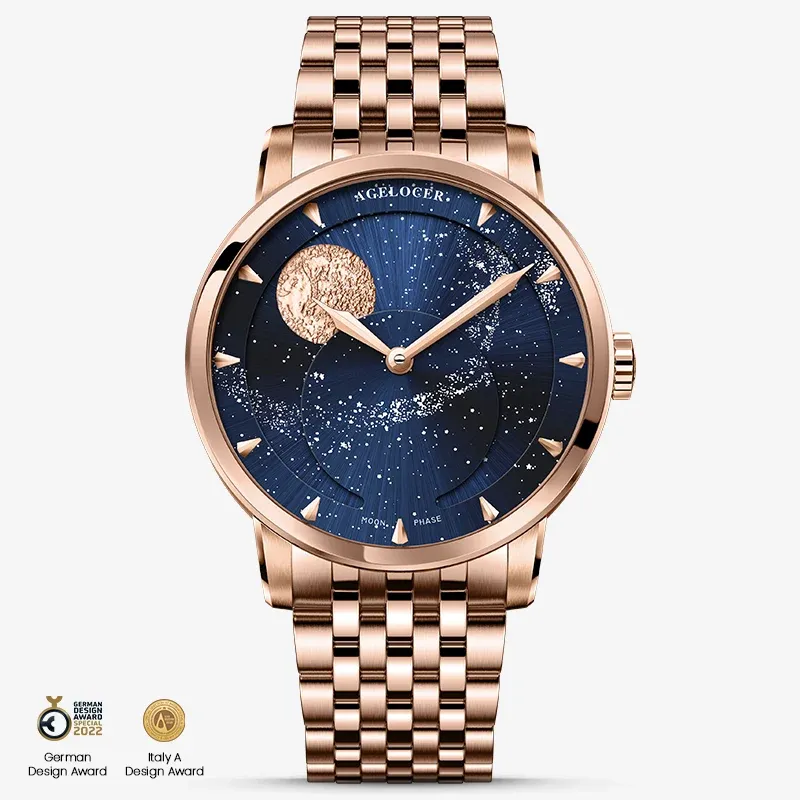 AGELOCER Original Astronomer Series Men Automatic Mechanical Watches Galaxy Gold