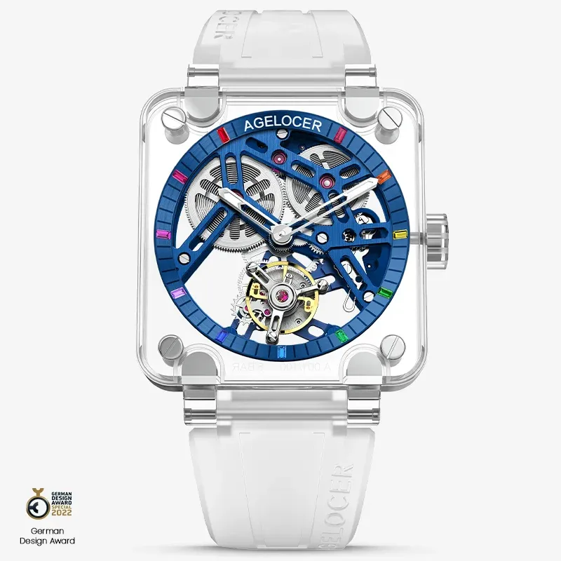AGELOCER Original Tourbillon Series Limited Edition Sapphire Mechanical Skeleton Watches For Men
