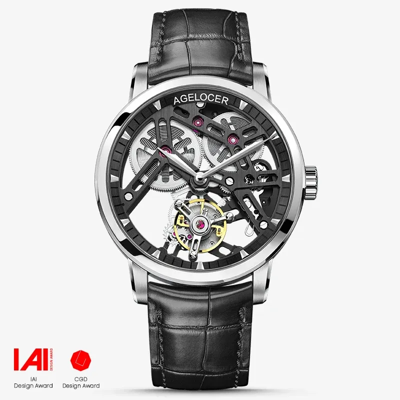 AGELOCER Original Skeleton Free-sprung Balance Flying Tourbillon Manual Winding Tourbillon Watch(US Warehouse)