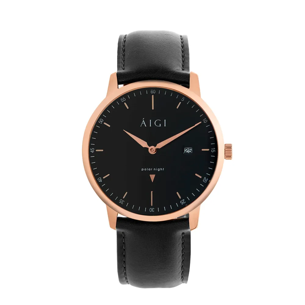 Aigi Watches MØRKETID 40MM - SORT SKINN, photo 1 of 3