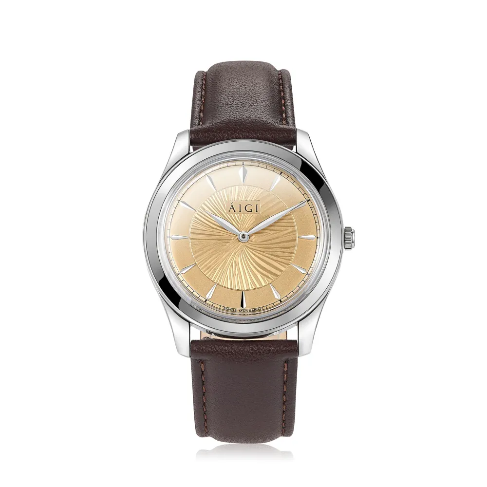 Aigi Watches POLARDAG 38MM - BRUN SKINN, photo 1 of 4