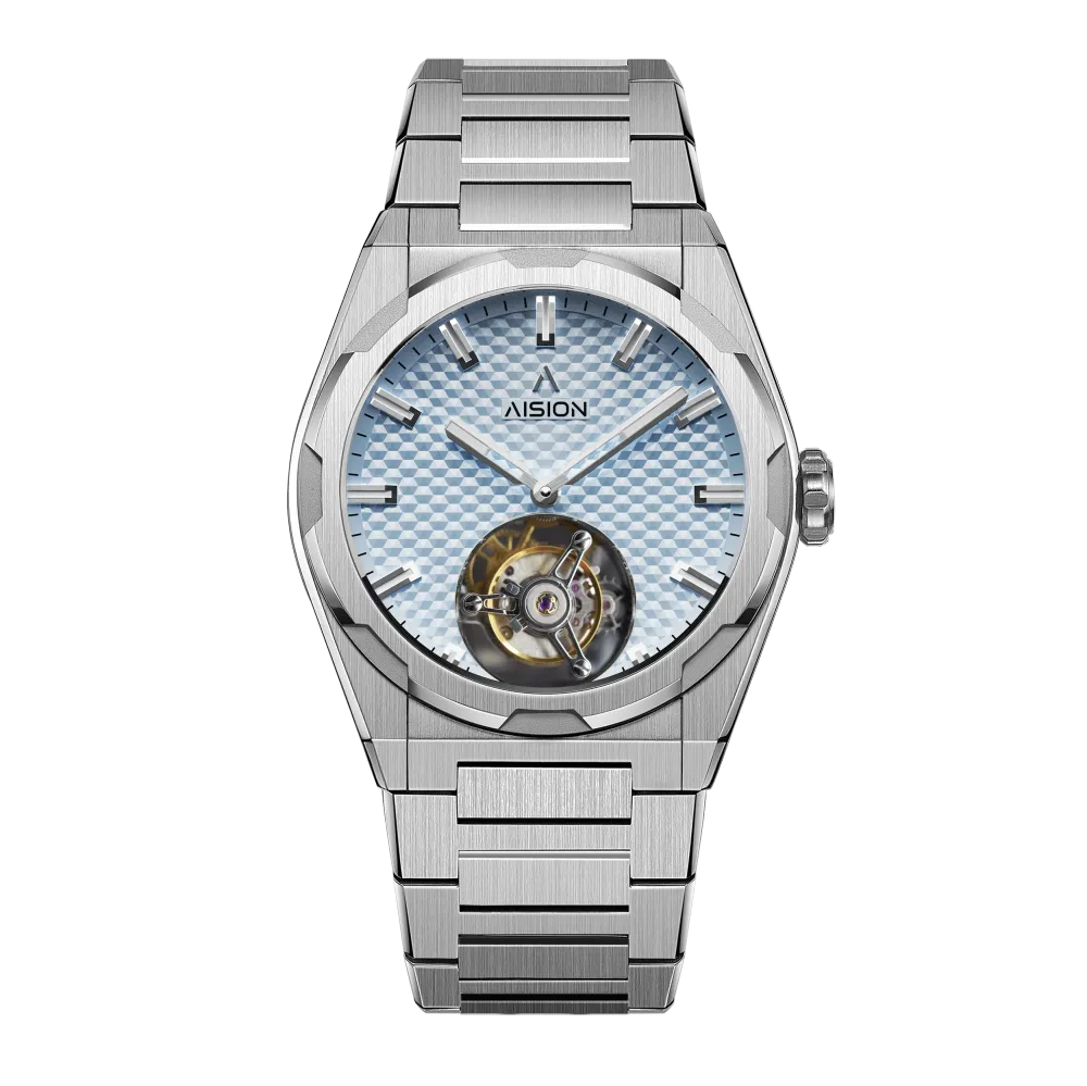 Tourbillon - Hexagonal Pyramid Seamless Dial - Ice Blue