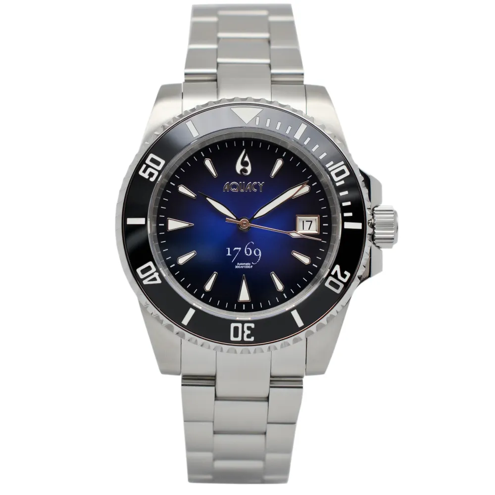 Aquacy 1769 Hei Matau Men's Automatic 300M Vintage Blue Black Dive Watch Miyota 9015 1769.BLB.B.S