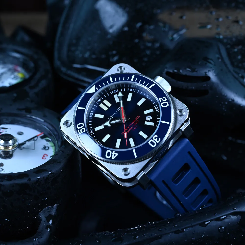 Steel Man Tritium Blue Dial Dive Watch