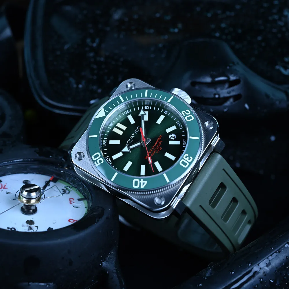 Steel Man Tritium Green Dial Dive Watch