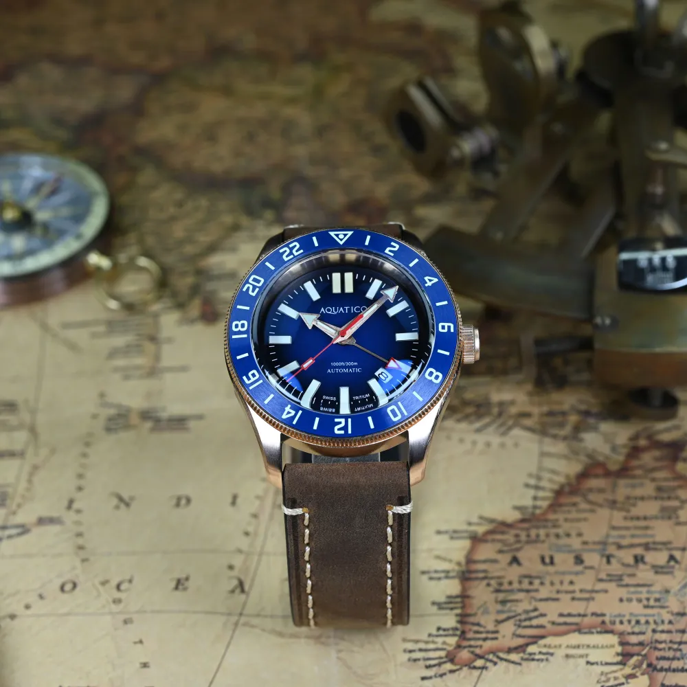 Bronze Raider Tritium GMT Blue Dial
