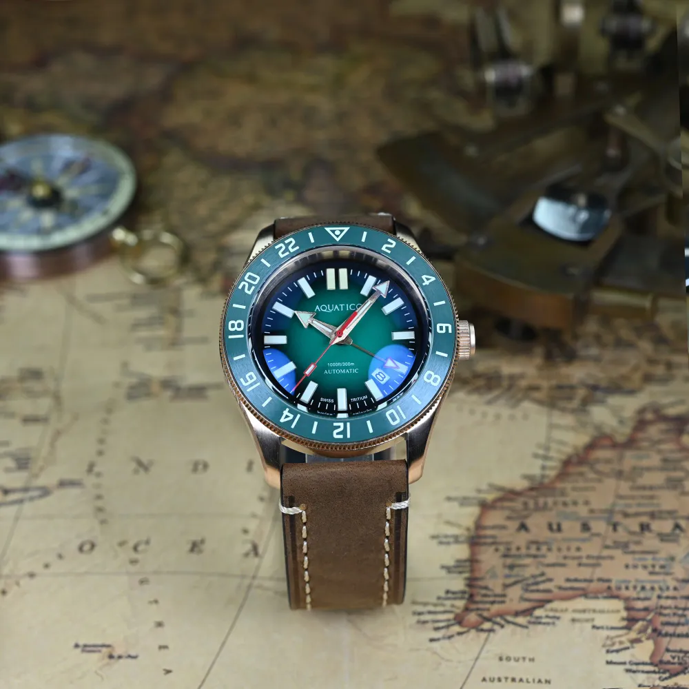 Bronze Raider Tritium GMT Green Dial