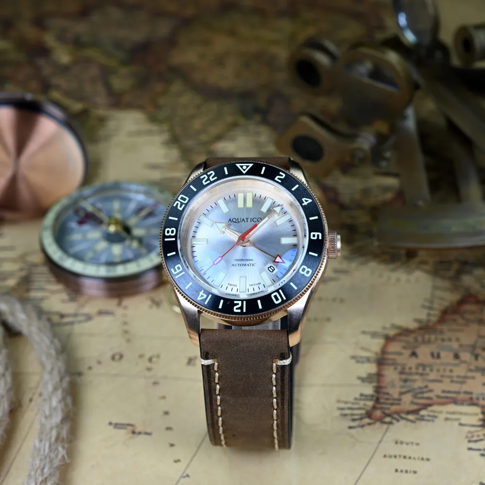 Bronze Raider Tritium GMT Silver Dial
