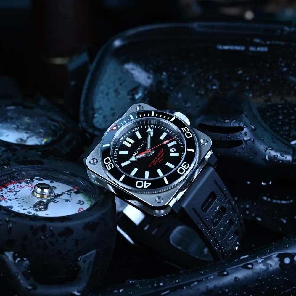 Steel Man Tritium Black Dial Dive Watch