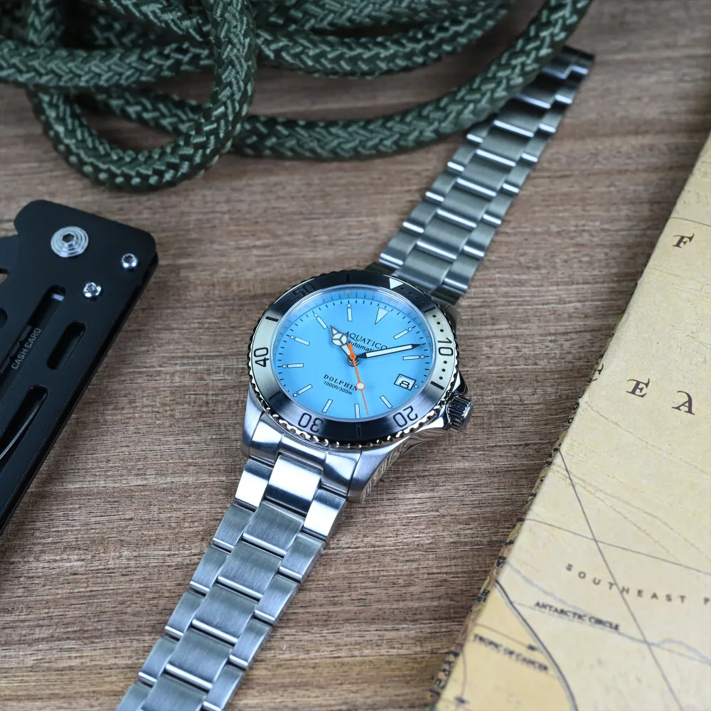 Aquatico Dolphin 38mm Dive Watch Tiffany Blue Dial (NH35)