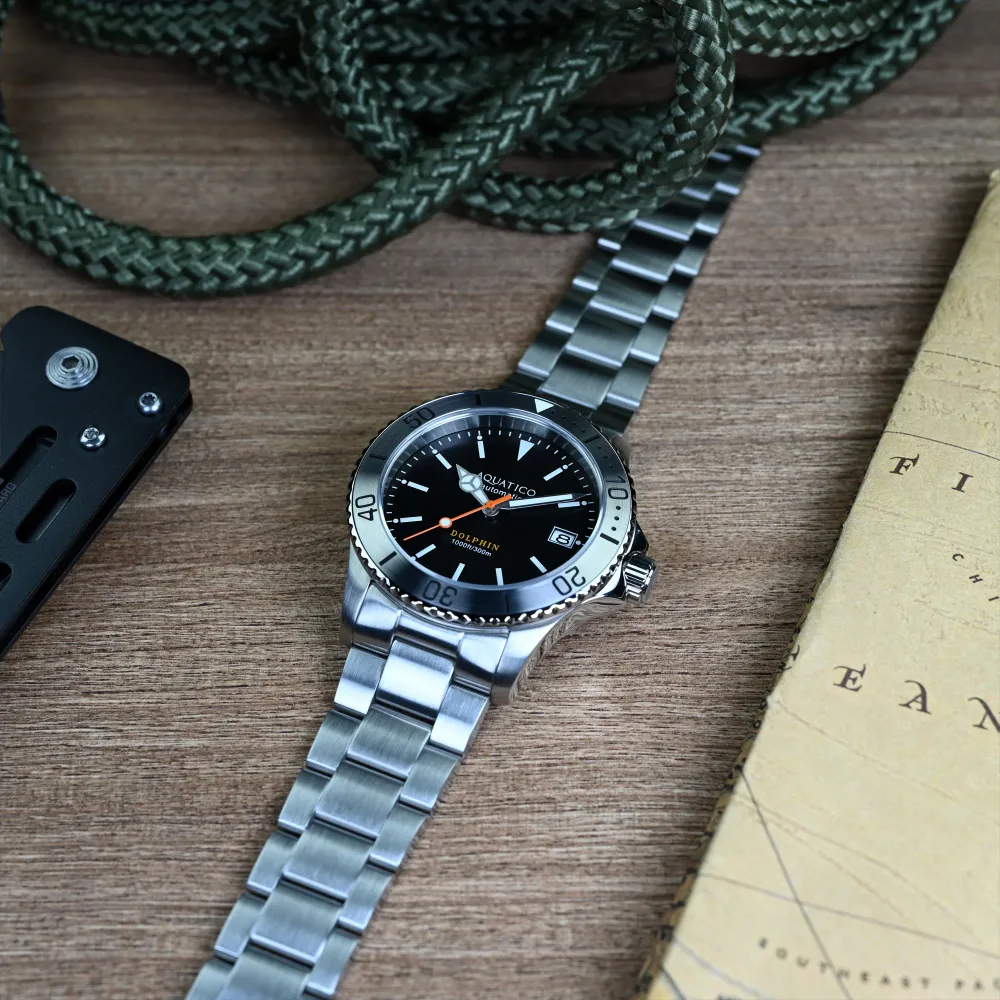 Aquatico Dolphin 38mm Dive Watch Black Dial (NH35)