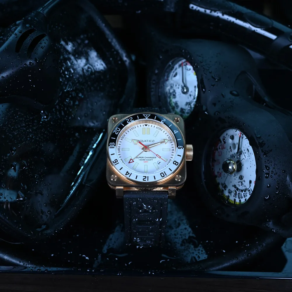 Super Bronze Tritium GMT White Dial