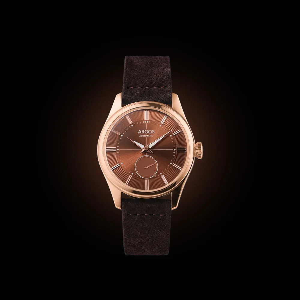 Apollo III - Chocolate Brown Rose Gold Leather