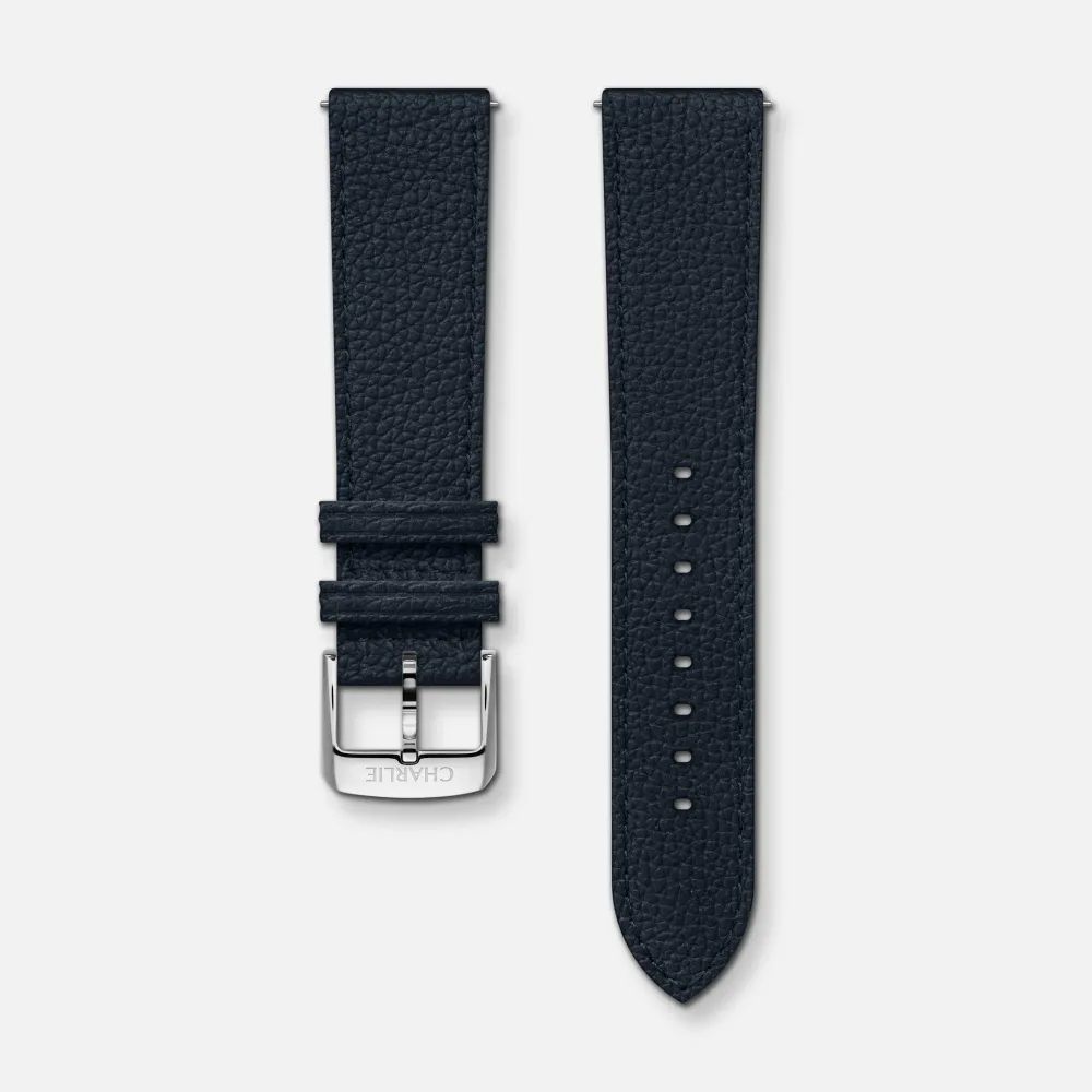 Bracelet cuir grainé bleu 20mm