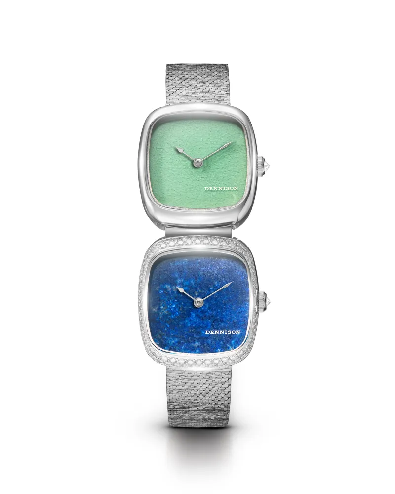 Dual Time Mini – Lagoon Jadeite In Steel & Lapis Lazuli Diamonds