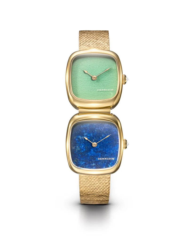Dual Time Mini –  Lagoon Jadeite & Lapis Lazuli In Gold