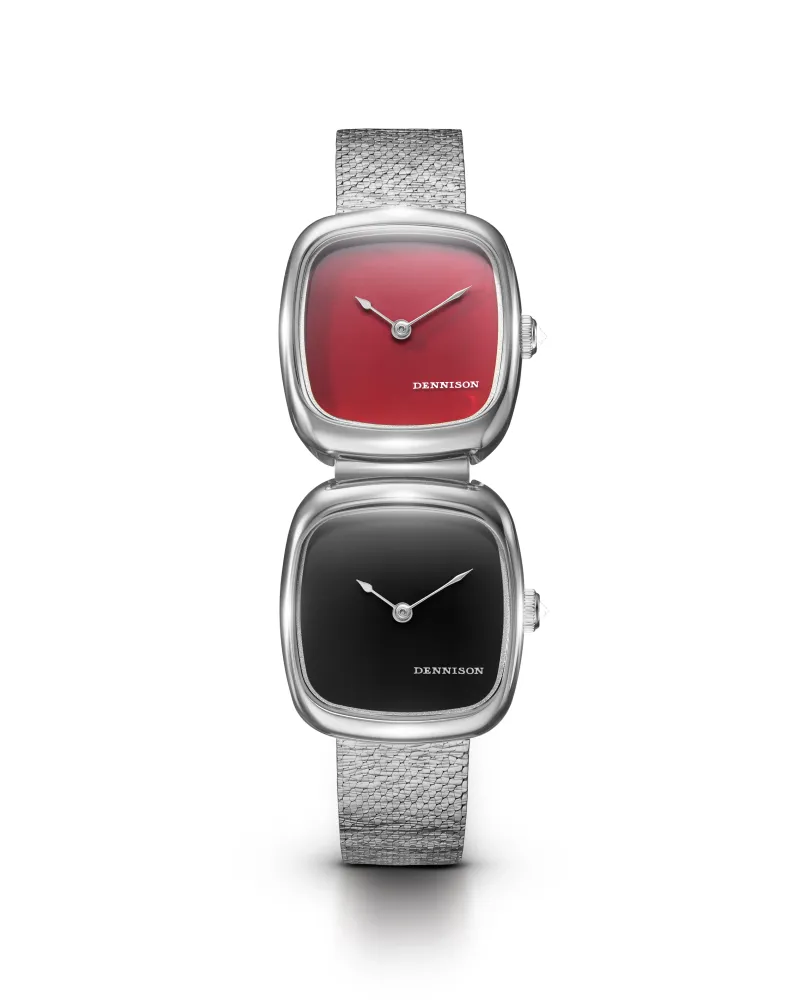 Dual Time Mini – Red Jasper & Black Onyx In Steel