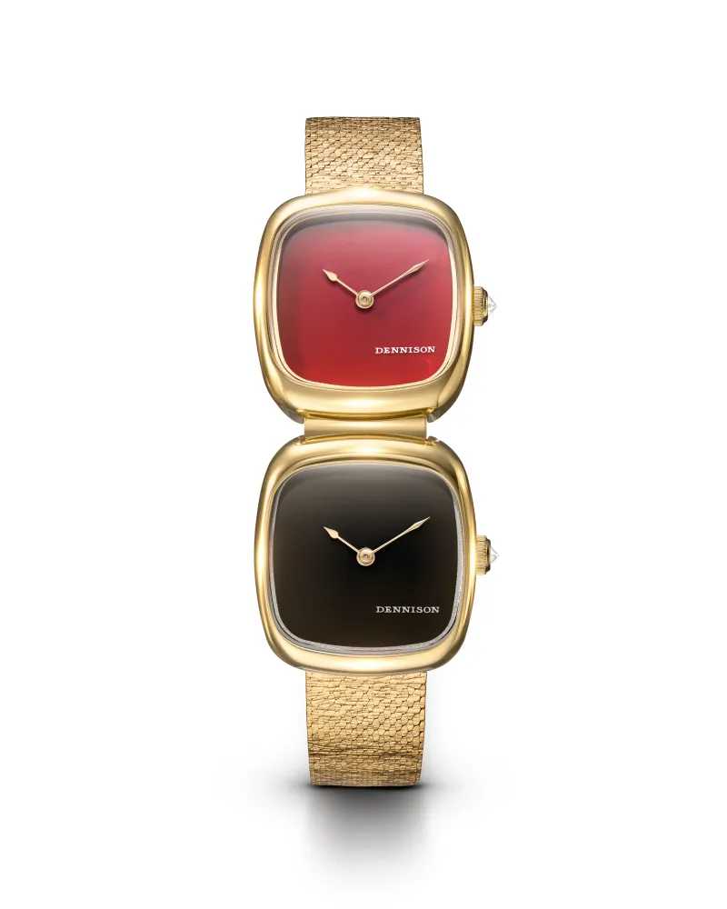 Dual Time Mini – Red Jasper & Black Onyx In Gold