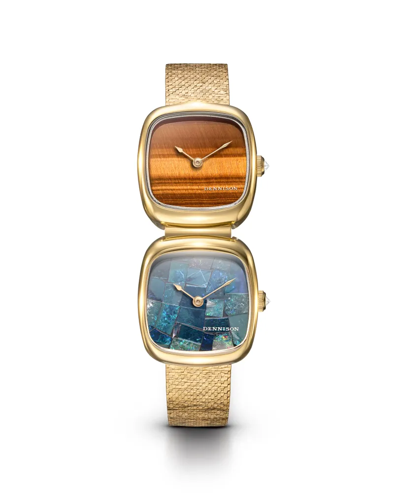 Dual Time Mini – Tiger Eye & Opal In Gold