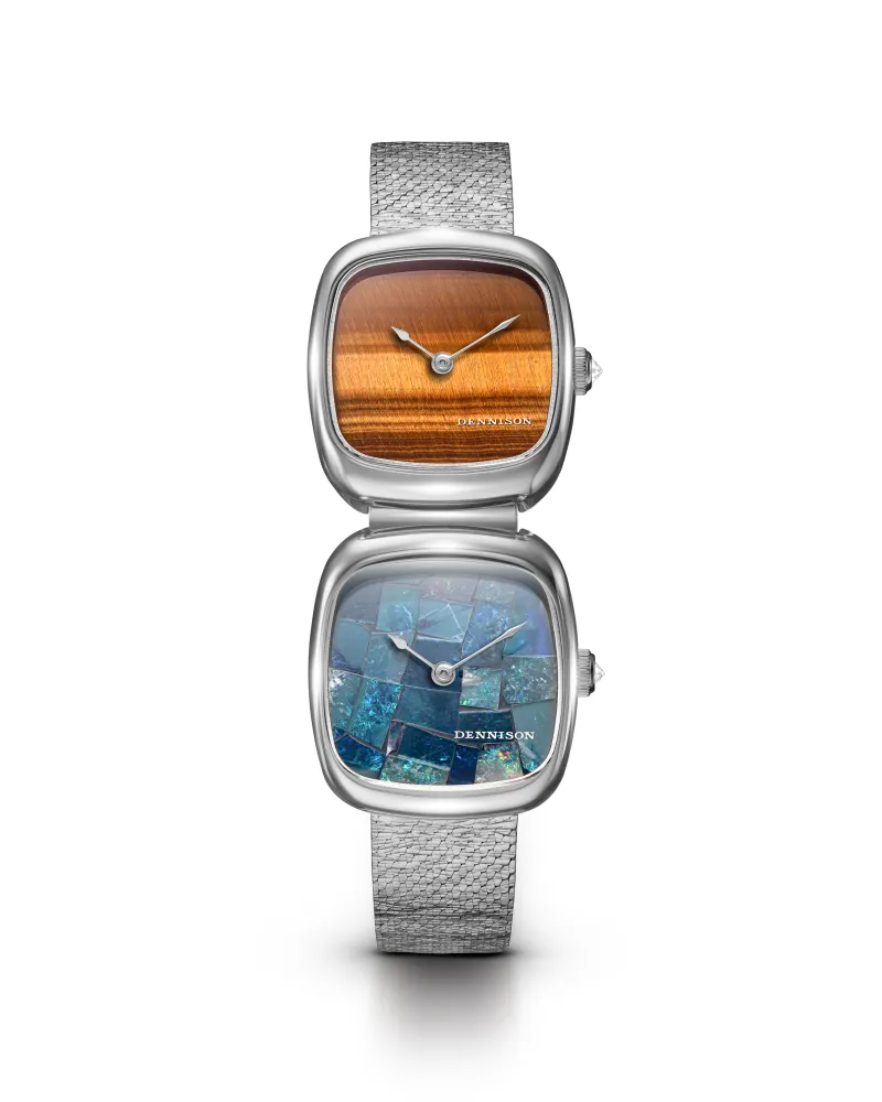 Dual Time Mini – Tiger Eye & Opal In Steel