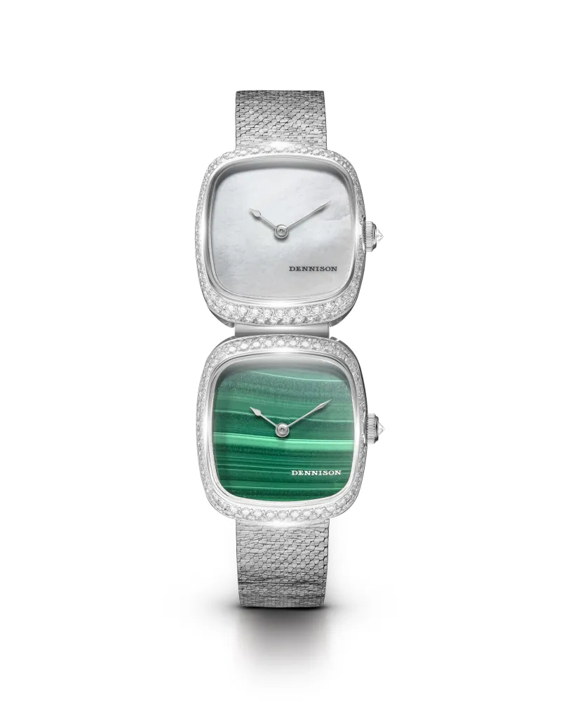 Dual Time Mini – White MOP & Malachite Diamonds