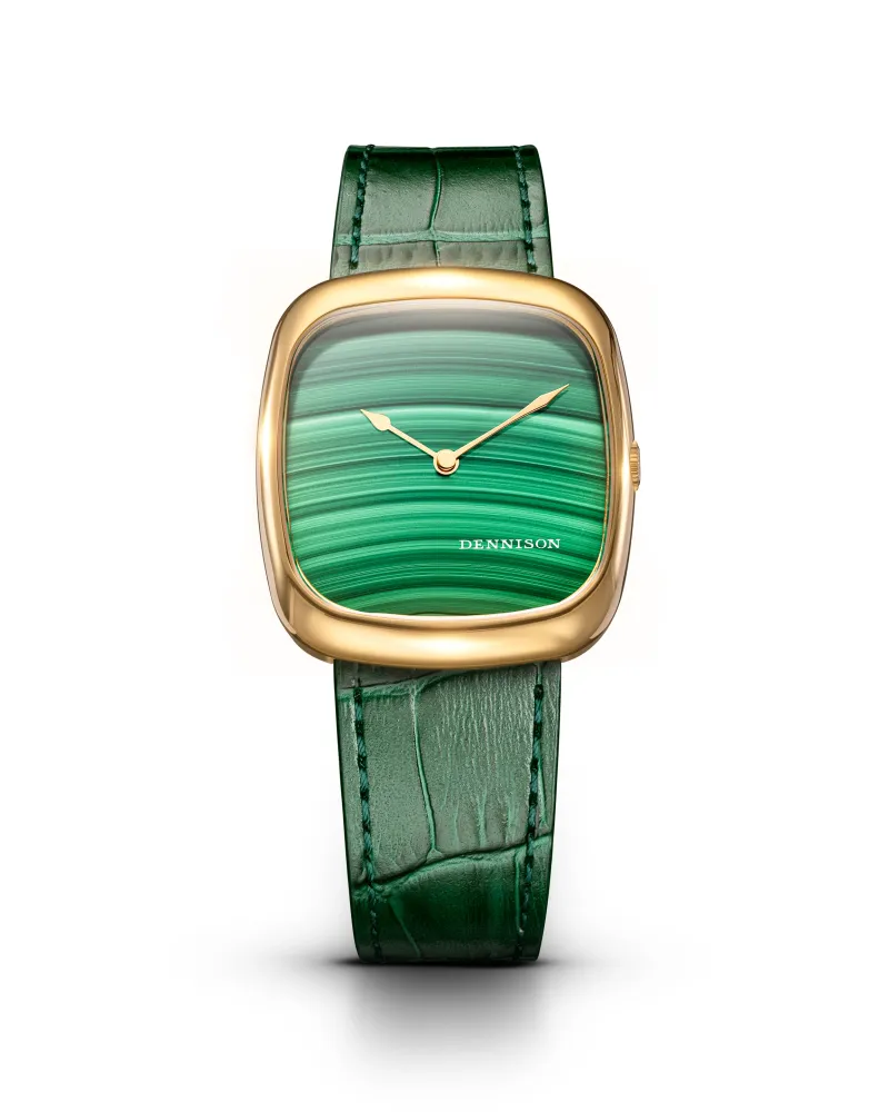Natural Malachite Stone In Gold