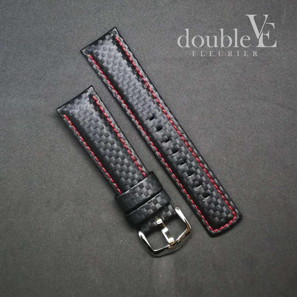 Bracelet cuir effet Carbon 22mm