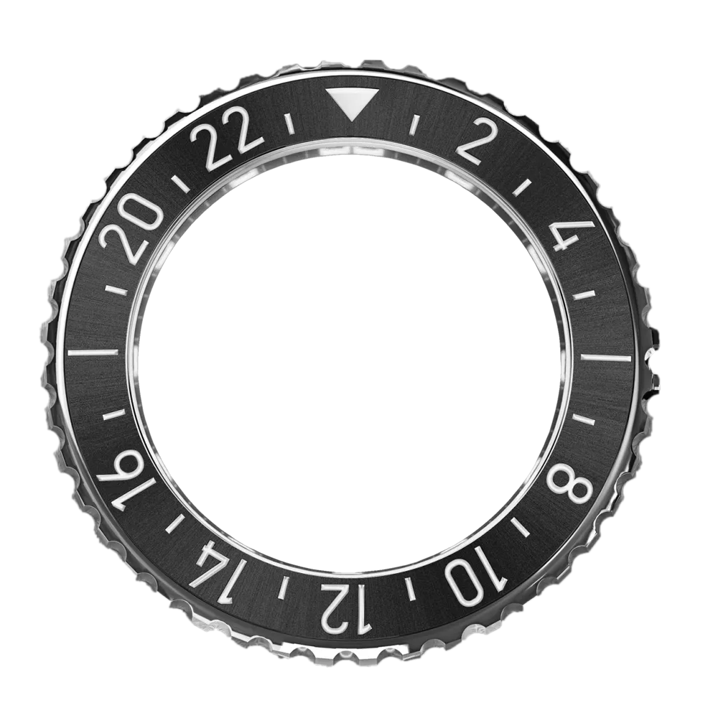 REEF 42mm BLACK GMT CERAMIC BEZEL WITH LUMINOUS 24-HOUR SCALE