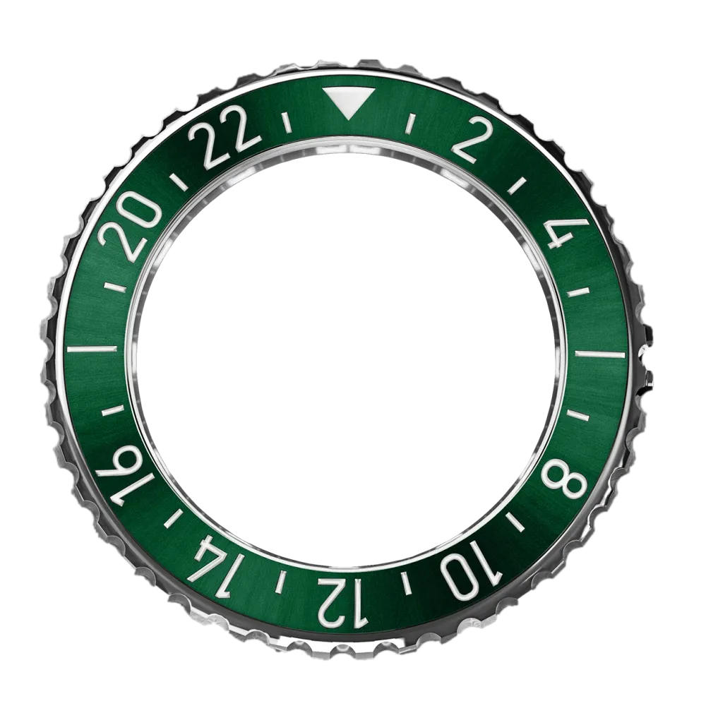 REEF 42mm GREEN GMT CERAMIC BEZEL WITH LUMINOUS 24-HOUR SCALE