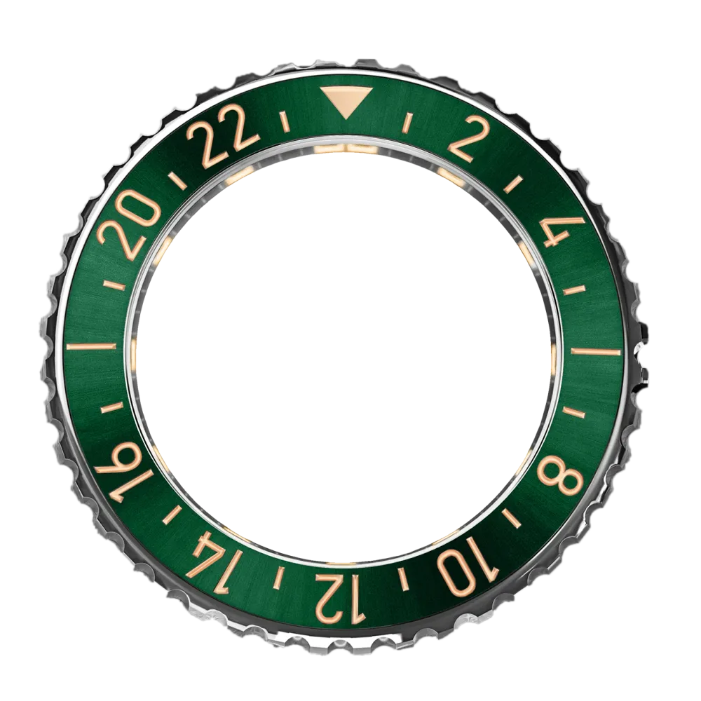 REEF 42mm GREEN GMT CERAMIC BEZEL WITH ROSE GOLD 24-HOUR SCALE