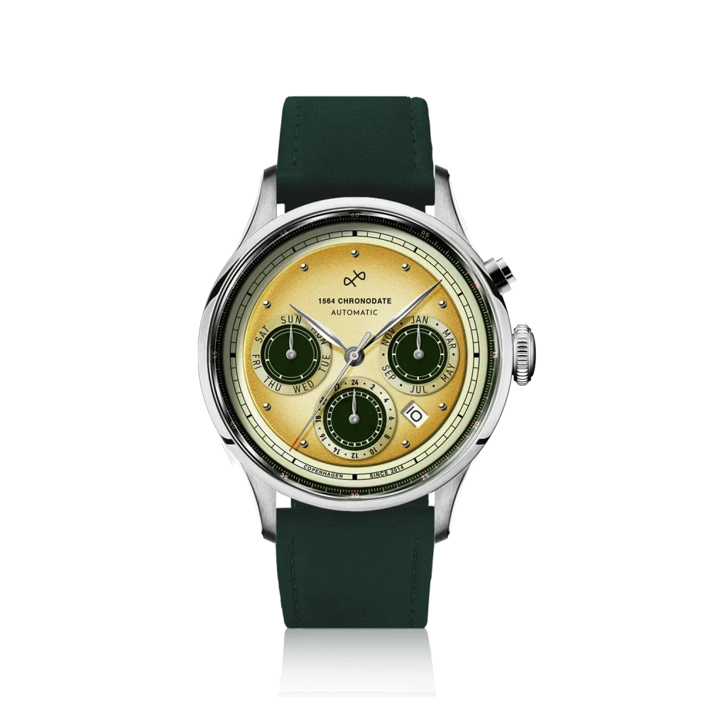 1564 Chronodate Automatic, Steel / Limoncello