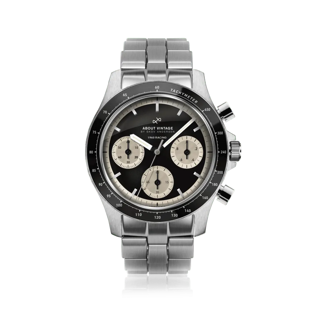 1960 Racing Chronograph, Steel / Black & Off White