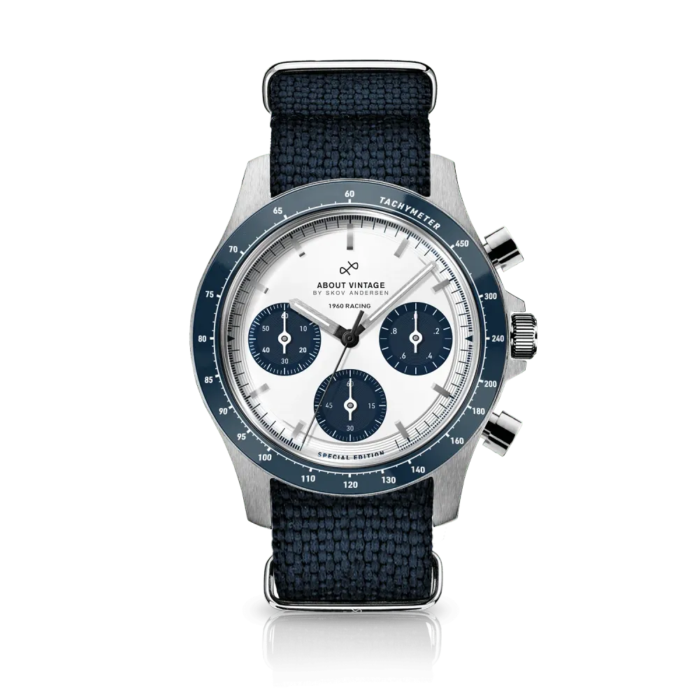 1960 Racing Chronograph, Steel / Navy & White