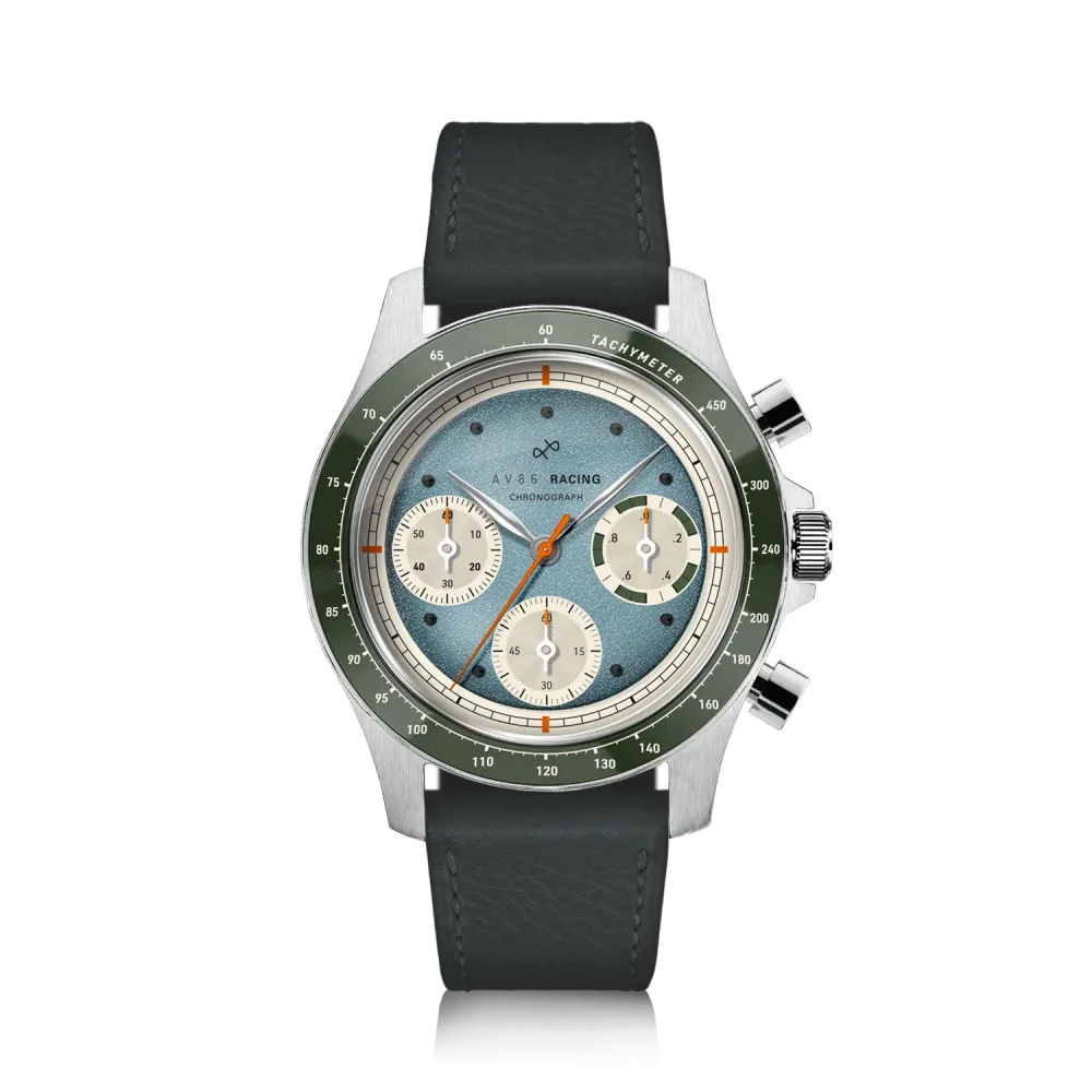 1960 Racing Chronograph, Steel / Sky Blue & Green