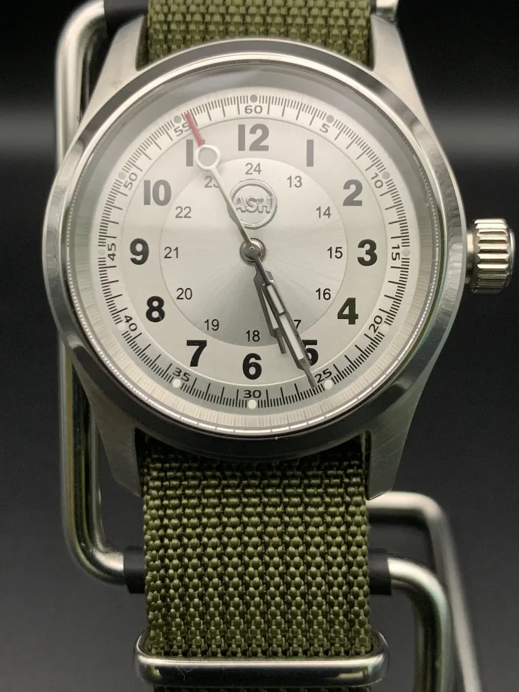 ‘Sold - 36mm Silver Sunray Field Watch.