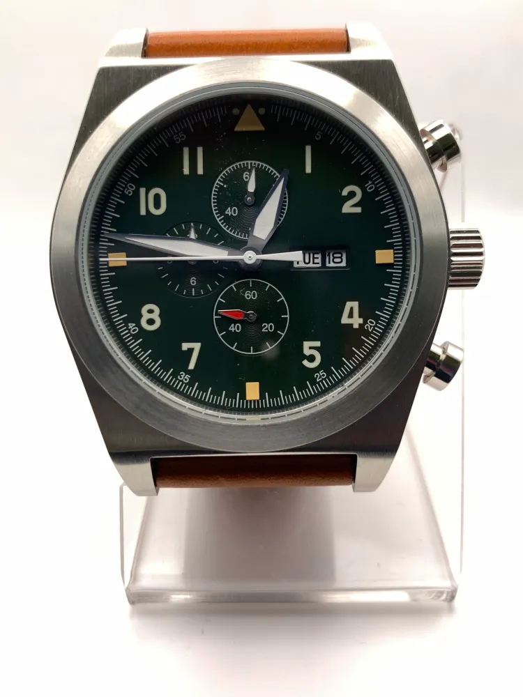Machine Head. 46mm Stainless steel chronograph. K-1 glass crystal. Miyota 0S00 quartz movement.