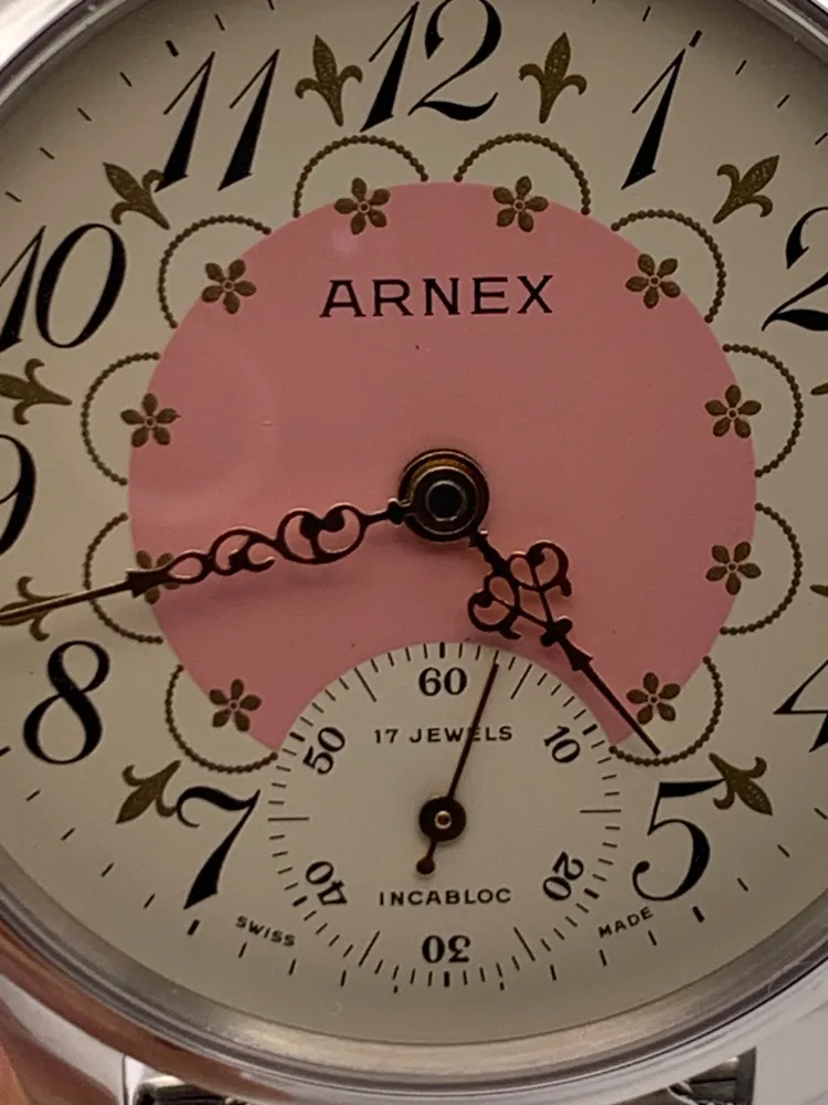 Pink Lady - Pocket watch conversion. Swiss 6498. Beautiful hand painted enamel dial.