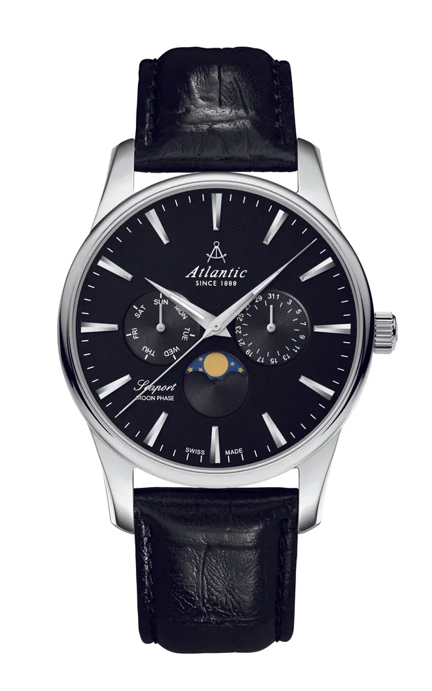 Seaport Moonphase Black Leather
