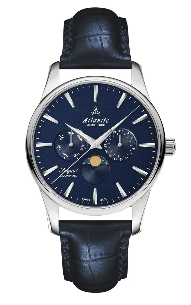 Seaport Moonphase Blue Leather