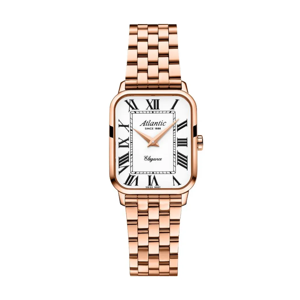 Elegance Belle | Rose Gold PVD with Roman Numerals and Metal Bracelet