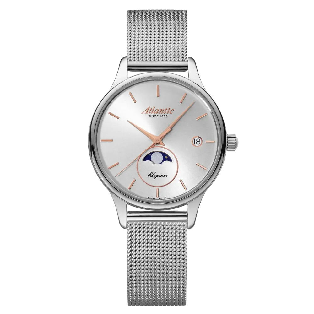 Elegance Moonphase | Silver with Rose Gold Accents