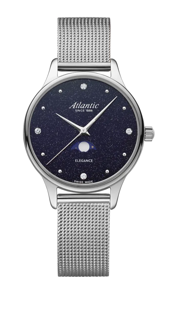 Elegance Nightsky Aventurine with Moonphase | Stainless Steel on Milanese Bracelet