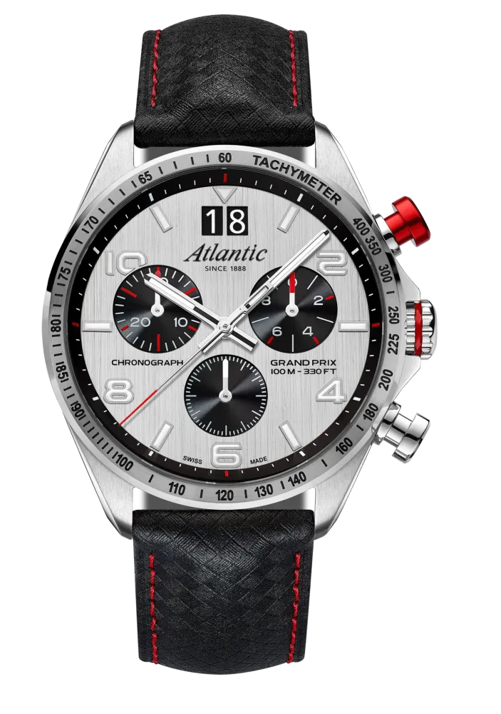 Grand Prix Quartz Chronograph | Silver Dial Carbon Leather