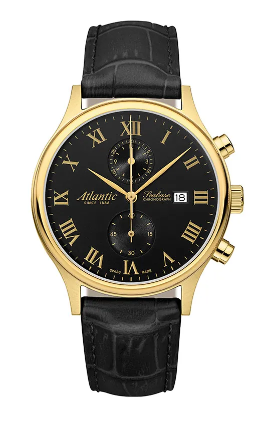 Seabase Chronograph NM | PVD/Leather Black Roman