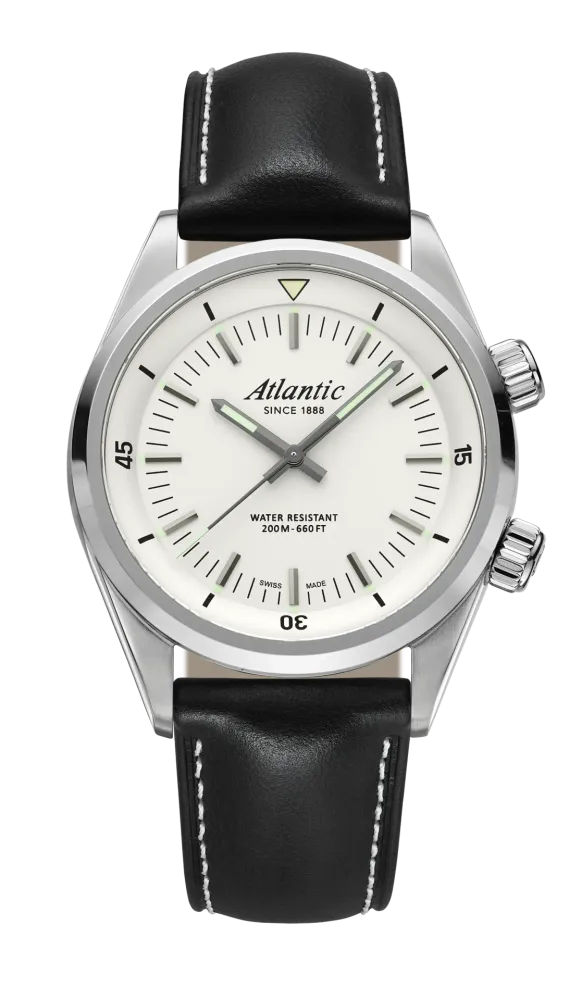 Seacloud Diver | White Dial on Leather Strap