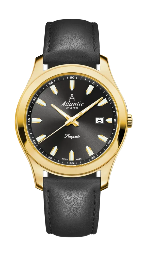 Seapair Gents Quartz | Black Yellow Gold PVD Leather