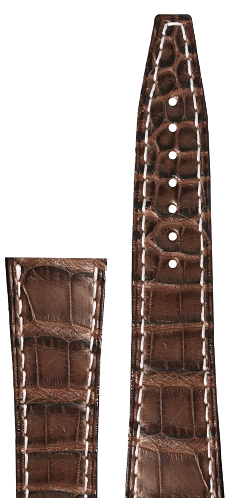 Bracelet Alligator Brun – Boucle déployante acier – 22mm