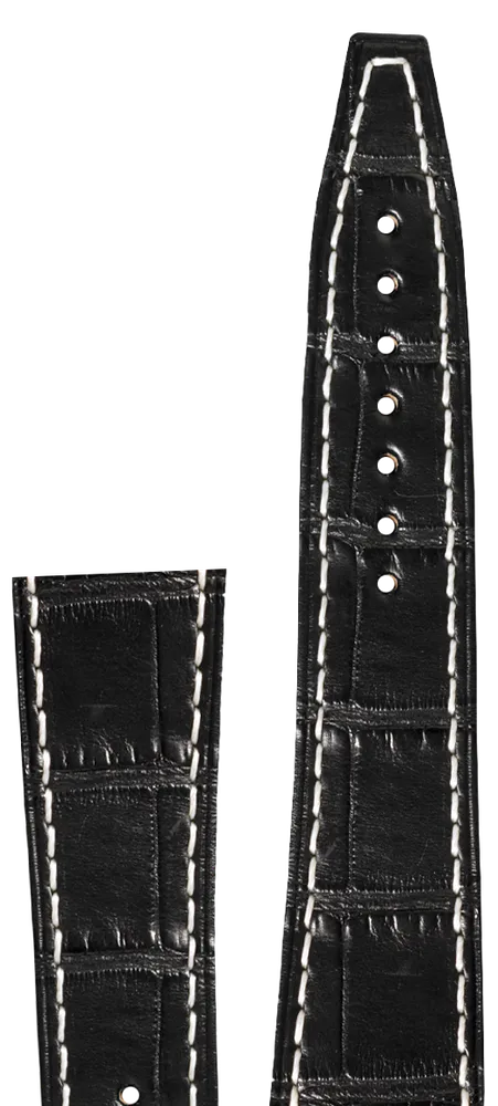 Bracelet Alligator Noir – Boucle déployante acier – 22mm
